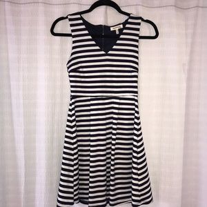 Blue and white striped dress